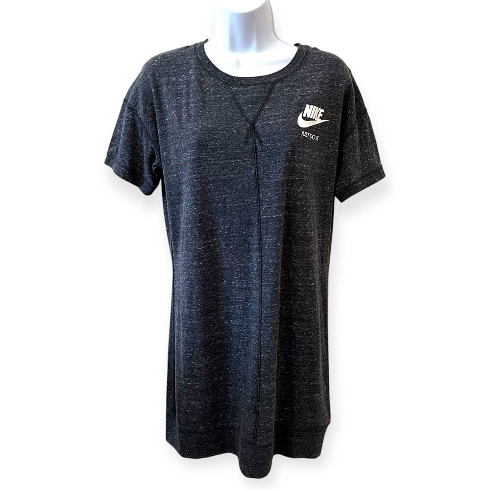 Nike Womens Vintage Gym Dress Gray Medium Short Sleeve Soft Jersey Just Do It